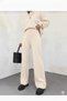 Women's Winter Relaxed Fit Wide-Leg Elastic Waist Knit Pants, Standard Size, Fits S-M-L