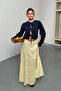 Women's Elastic Waist 100% Cotton Long Skirt Yellow - 5017 - 3