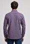 Pired 1 men's long sleeve plaid shirt navy blue burgundy - 3