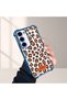 Samsung Galaxy S23 Compatible Transparent Four Corner Silicone Coated Glossy Edge Case Leopard Pattern - 4