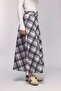 Stone Plaid Patterned High Waist Flared Scuba Skirt - 2