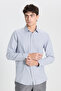 Men's White-Navy Blue Cotton Slim Fit Slim Fit Classic Collar Dobby Shirt - 3