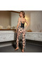Satin Velvet-Textured Floral Printed Pajama Set - 6