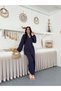 Women's Pocket Detailed Side Tie Elastic Waist Muslin Fabric Kimono Set - 3