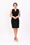 V-Neck Double-Breasted Short Women's Vest-Black