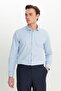 Men's Blue Slim Fit Slim Fit Small Italian Collar Dobby Shirt