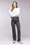 Anthracite High Waist Wide Leg Pants with Stitching Detail - 4