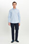 Men's Blue Slim Fit Slim Fit Small Italian Collar Dobby Shirt - 2
