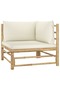 6 Piece Garden Lounge Set with Cream White Cushions Bamboo - 2