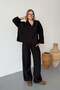 Women's Sleeve Fold Detailed Shirt Trouser Set Black - 26Y 251024