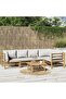 6 Piece Garden Lounge Set with Light Grey Cushions Bamboo