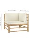 3 Piece Garden Lounge Set with Cream White Cushions Bamboo - 3