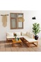 6 Piece Garden Lounge Set with Cushion Cream Solid Acacia Wood