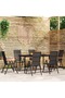 7 Piece Garden Dining Set Black