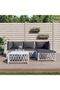 5 Piece Garden Lounge Set with Cushions White Steel