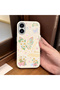 iPhone 16 Compatible White Leather Textured Silicone Protects Camera Shock-Absorbing Case Butterfly