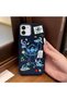 iPhone 12/12 Pro Compatible Blue Leather Textured Silicone Protects Camera Shock Absorbing Case Stitch