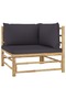 6 Piece Garden Lounge Set with Dark Grey Cushions Bamboo - 5