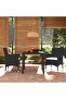 3 Piece Garden Dining Set with Cushions Poly Rattan Black