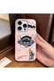 iPhone 14 Pro Compatible Pink Leather Textured Silicone Protects Camera Shock-Absorbing Case Stitch
