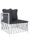 6 Piece Garden Lounge Set with Cushions White Steel - 2