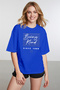 Women's Gold Gilt Line Print Detailed Cobalt Blue T-Shirt