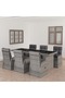 7 Piece Outdoor Dining Set with Cushions Poly Rattan Grey