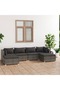 6 Piece Garden Lounge Set with Cushions Poly Rattan Grey