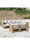 10 Piece Garden Lounge Set with Light Grey Cushions Bamboo