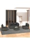 5 Piece Garden Lounge Set with Cushions Poly Rattan Grey