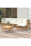 6 Piece Garden Lounge Set with Cream White Cushions Bamboo