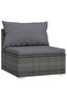 4 Piece Garden Lounge Set with Cushions Poly Rattan Grey - 4