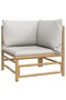5 Piece Garden Lounge Set with Light Grey Cushions Bamboo - 4
