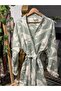 Muslin Kimono 100% Cotton Fish Patterned Bathrobe Kaftan Dressing Gown Mint Green - 4
