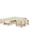10 Piece Garden Lounge Set with Cream White Cushions Bamboo