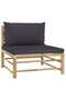 6 Piece Garden Lounge Set with Dark Grey Cushions Bamboo - 7