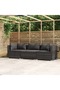 3-Seater Sofa with Cushions Grey Poly Rattan