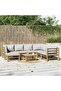 8 Piece Garden Lounge Set with Light Grey Cushions Bamboo