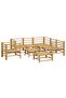 8 Piece Garden Lounge Set with Light Grey Cushions Bamboo - 2