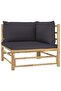 7 Piece Garden Lounge Set with Dark Grey Cushions Bamboo - 2