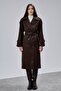 Acı Kahve Regular Epaulet Detailed Double-Breasted Cashmere Coat - 5