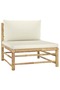 3 Piece Garden Lounge Set with Cream White Cushions Bamboo - 5