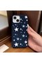 iPhone 15 Compatible Blue Leather Textured Silicone Protects Camera Shock-Absorbing Case Pentagonal Star