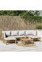 7 Piece Garden Lounge Set with Light Grey Cushions Bamboo