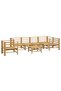 7 Piece Garden Lounge Set with Light Grey Cushions Bamboo - 2