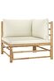 6 Piece Garden Lounge Set with Cream White Cushions Bamboo - 2