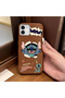 iPhone 11 Compatible Brown Leather Textured Silicone Protects Camera Shock-Absorbing Case Stitch