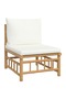 7 Piece Garden Lounge Set with Cream White Cushions Bamboo - 4