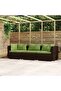 3-Seater Sofa with Cushions Brown Poly Rattan