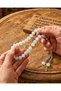 Moonstone Natural Stone Prayer Beads |   Milk White Yakamoz Işıltılı |   Silver Color Tassels - 3